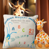 Coussin Jungle Baby Boy Nursery Birth Stat Monkey Cute