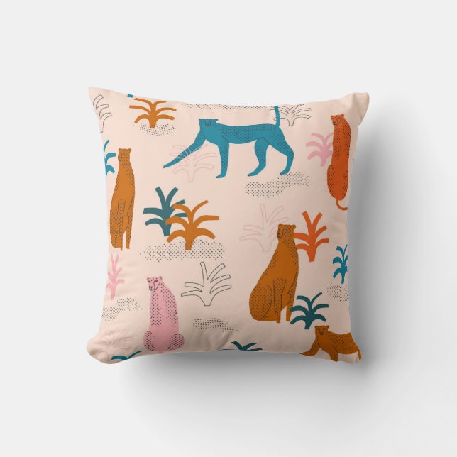 Coussin Jungle Cheetah : Funky Motif Tropical. (Recto)
