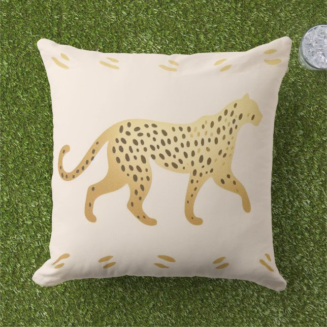 Coussin Jungle Élégant Léopard Rose et Or  (Herbe)