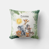 Coussin Jungle mignon bébé animal enfant cadeau d'annivers (Recto)