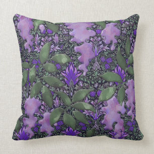 Coussin Jungle pourpre passionnée de glycines