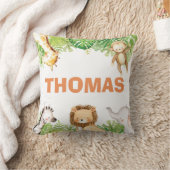 Coussin Jungle Safari Animaux Statistiques de naissance Ba (Couverture)