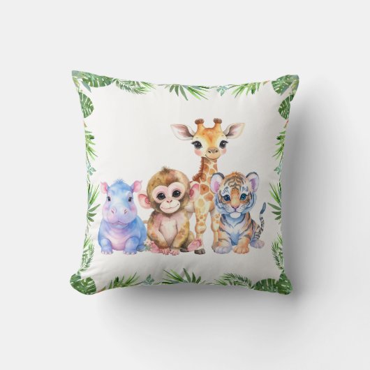 Coussin Jungle tropicale Bébés animaux (Recto)