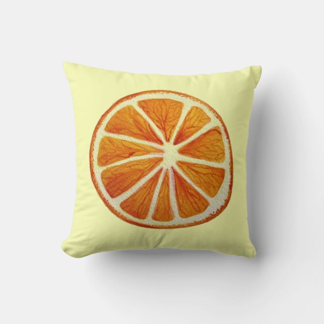 Coussin Jus orange tranche aquarelle fruit pop art (Recto)