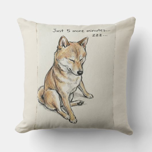 Coussin "Just 5 More Minutes" Sleepy Shiba Inu Nap Art (Recto)