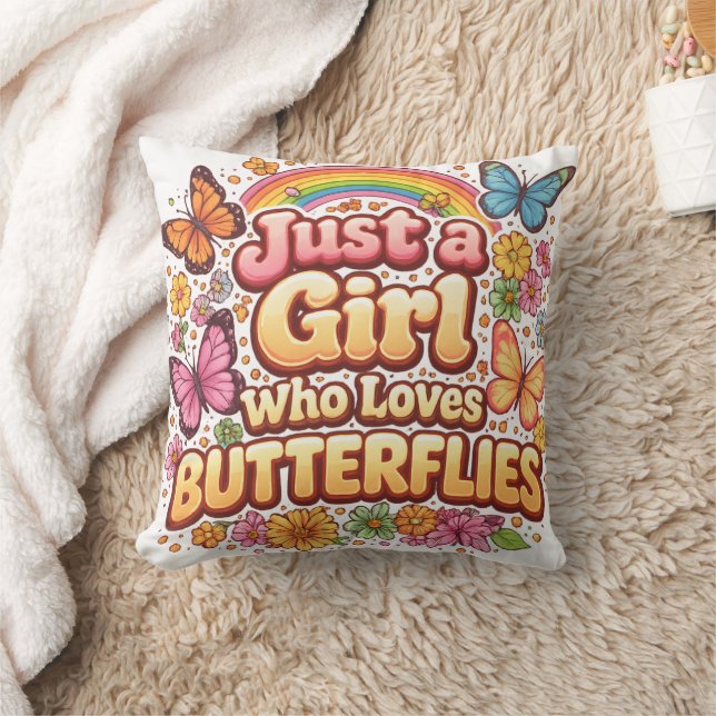 Coussin Just a Girl Who Loves Butterflies – Cute Floral  (Couverture)