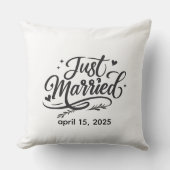 Coussin Just Married Decorative Throw Pillow with Wedding  (Recto)