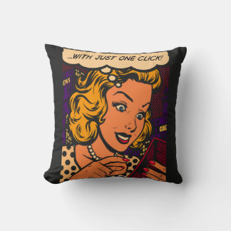 Coussin Just One Click Retro Vintage Comic Cartoon Pin-up