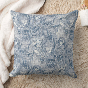 Coussin juste animaux de la jungle africaine cobalt bleu d