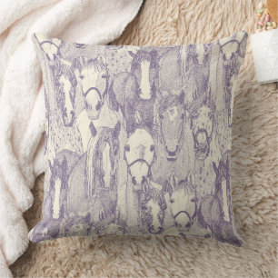 Coussin juste chevaux violet pearl