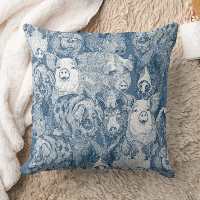 Coussin juste des cochons bleu cobalt (Couverture)
