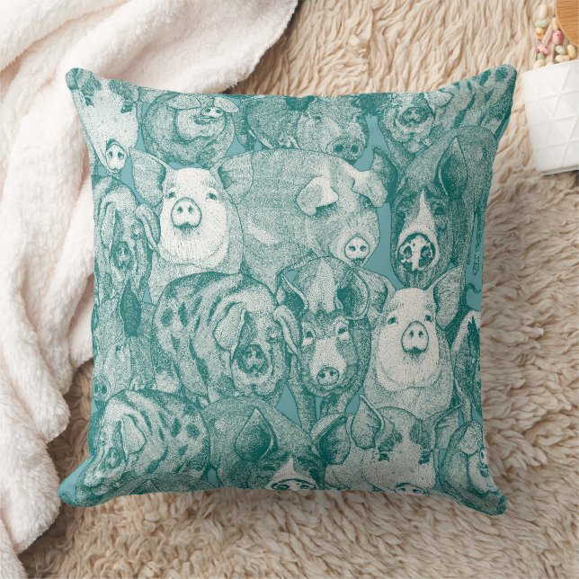 Coussin juste des cochons turquoise viridian (Couverture)