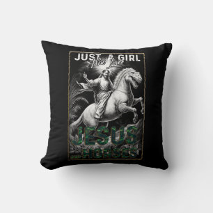 Coussin Juste Fille Qui Aime Jésus Et Chevaux Christ Fille
