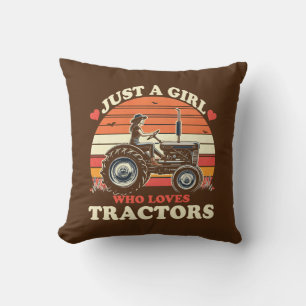 Coussin Juste fille qui aime Tracteurs Tractor Lover Vinta