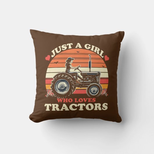 Coussin Juste fille qui aime Tracteurs Tractor Lover Vinta (Recto)