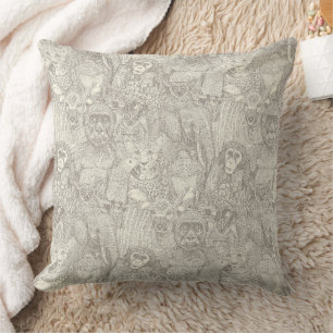 Coussin juste perle naturelle d'animaux de la jungle afric