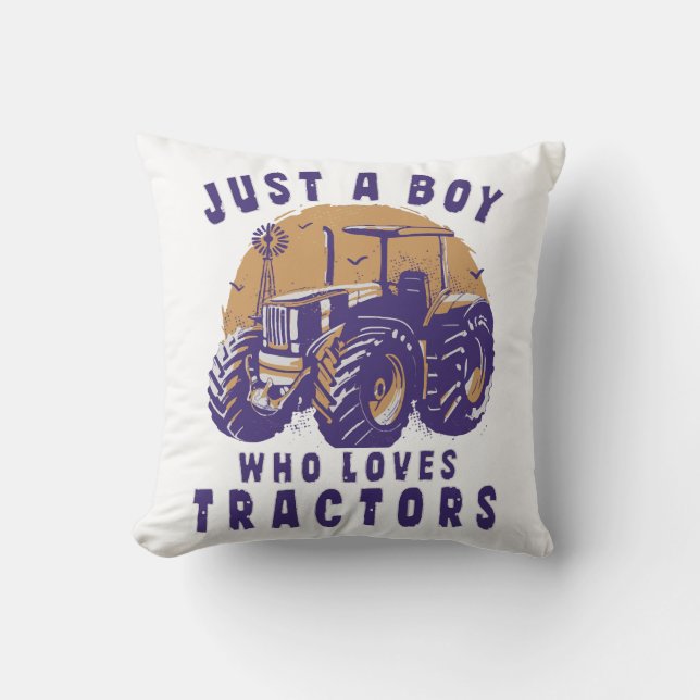 Coussin Juste un garçon qui aime les tracteurs de ferme ca (Recto)