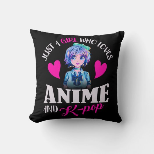 Coussin Juste une fille qui aime Anime et K-Pop (Recto)