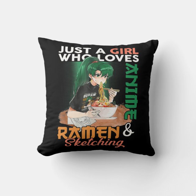 Coussin Juste Une Fille Qui Aime Anime Ramen Et Sketching  (Recto)