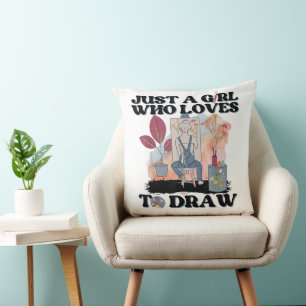 Coussin Juste une fille qui aime dessiner