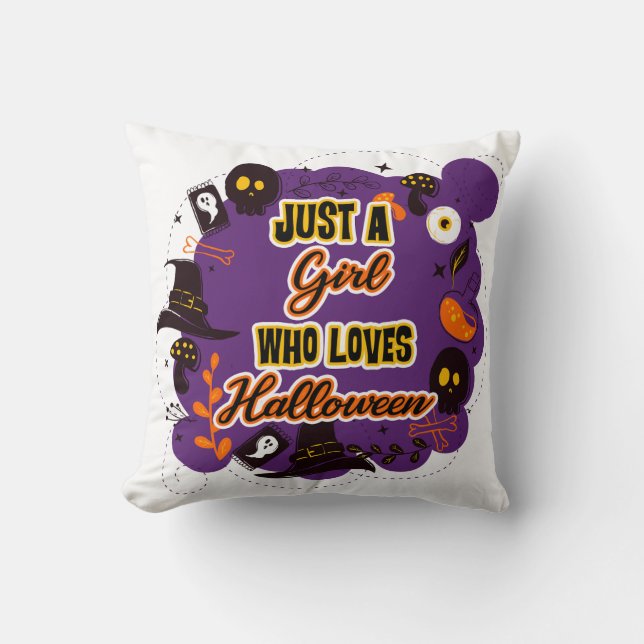 Coussin Juste une fille qui aime Halloween (Recto)