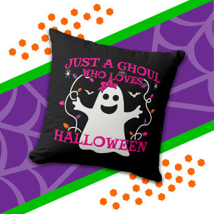 Coussin Juste Une Fille Qui Aime Halloween mignon Fantôme