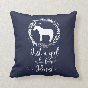 Coussin Juste une fille qui aime la silhouette de chevaux