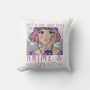 Coussin Juste une fille qui aime l'anime et le dessin