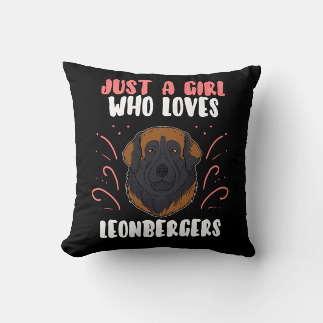 Coussin Juste Une Fille Qui Aime Leonberger Chien Cadeau (Recto)