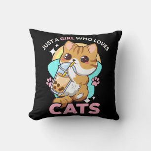 Coussin Juste Une Fille Qui Aime Les Chats Boba Bubble Mil