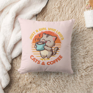 Coussin Juste une fille qui aime les chats et le café