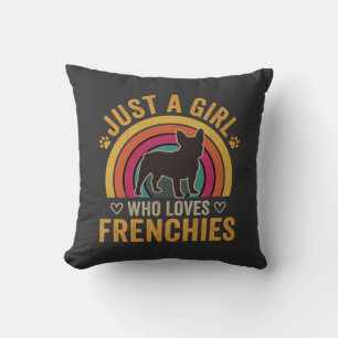 Coussin Juste une fille qui aime les Frenchies Rétro Chien