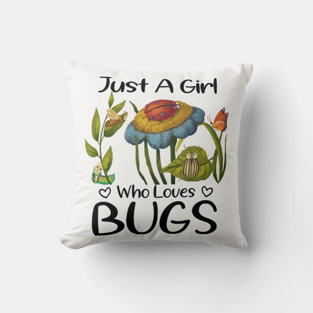 Coussin Juste une fille qui aime les insectes (Recto)