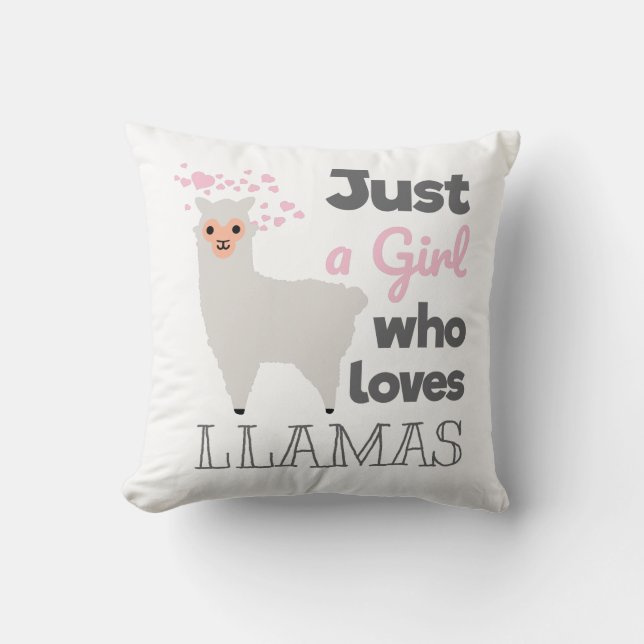 Coussin Juste une fille qui aime les lamas (Recto)