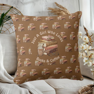 Coussin Juste une fille qui aime les livres et le café