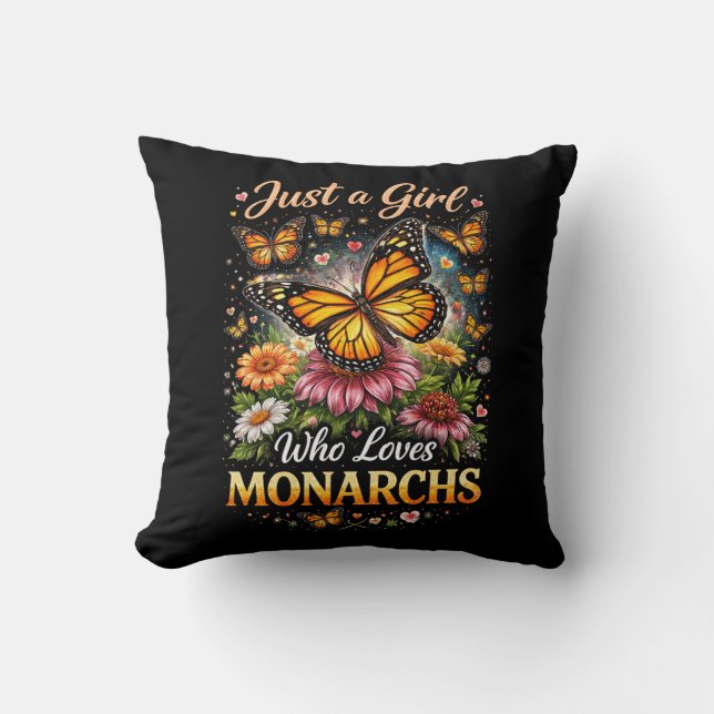 Coussin Juste une fille qui aime les monarques (Recto)