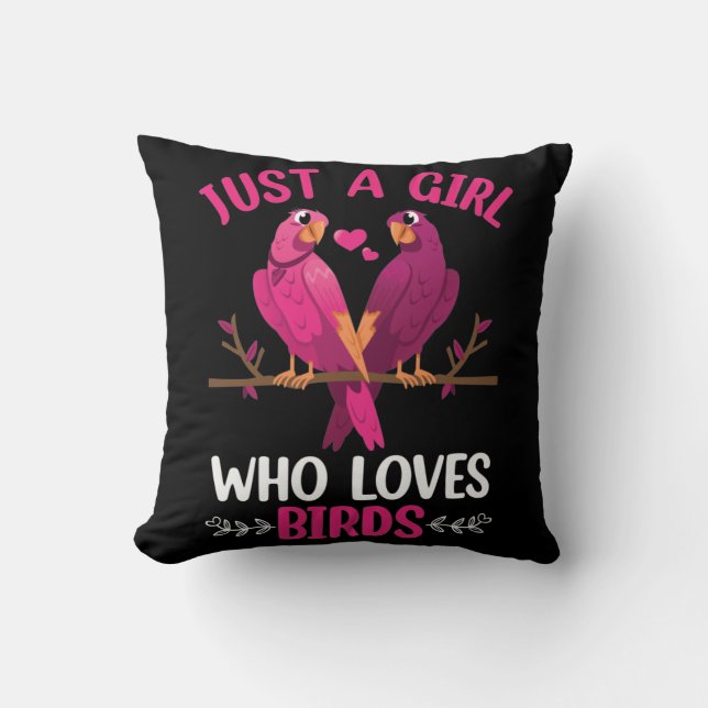 Coussin Juste une fille qui aime les oiseaux (Recto)
