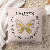 Coussin Juste une fille qui aime les papillons (Couverture)