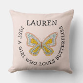Coussin Juste une fille qui aime les papillons (Recto)