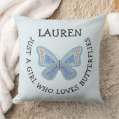 Coussin Juste une fille qui aime les papillons (Couverture)