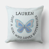 Coussin Juste une fille qui aime les papillons (Recto)