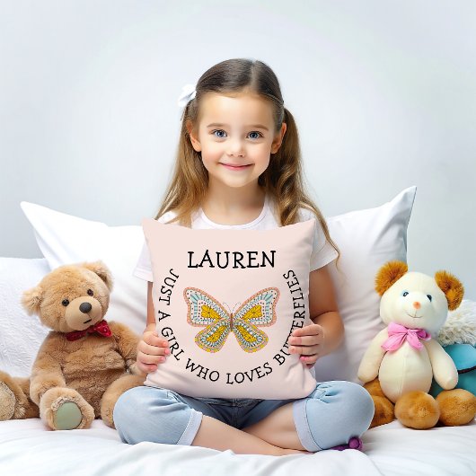 Coussin Juste une fille qui aime les papillons