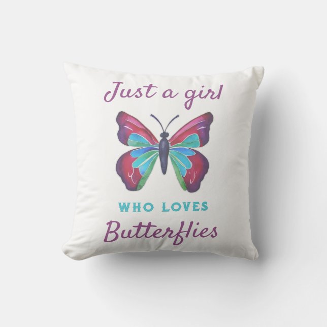 Coussin Juste une fille qui aime les papillons (Recto)