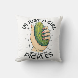 Coussin Juste une fille qui aime les pickles - Vegan drôle