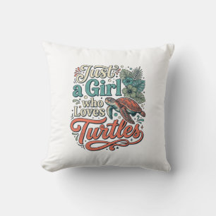 Coussin Juste une fille qui aime les tortues Vintage conce