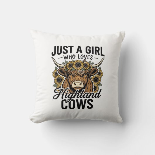 Coussin Juste une fille qui aime les vaches des Highlands (Recto)