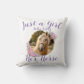 Coussin Juste une fille qui aime son cheval violet (Recto)