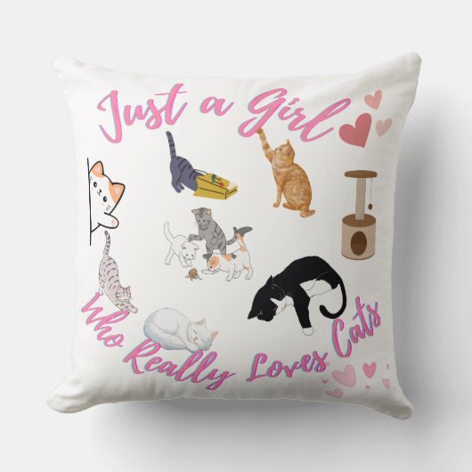 Coussin Juste une fille qui aime vraiment les chats (Recto)