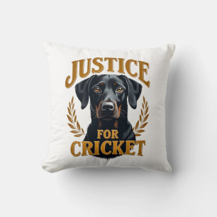 Coussin Justice pour Cricket Typographie Mémorial de Chien