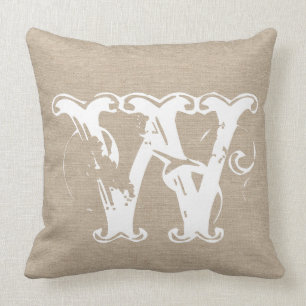 Coussin Jut initial chic rustique de toile de jute de